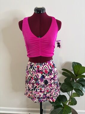 Zara skirt bundle Bright Fuchsia Ruched Crop Top
